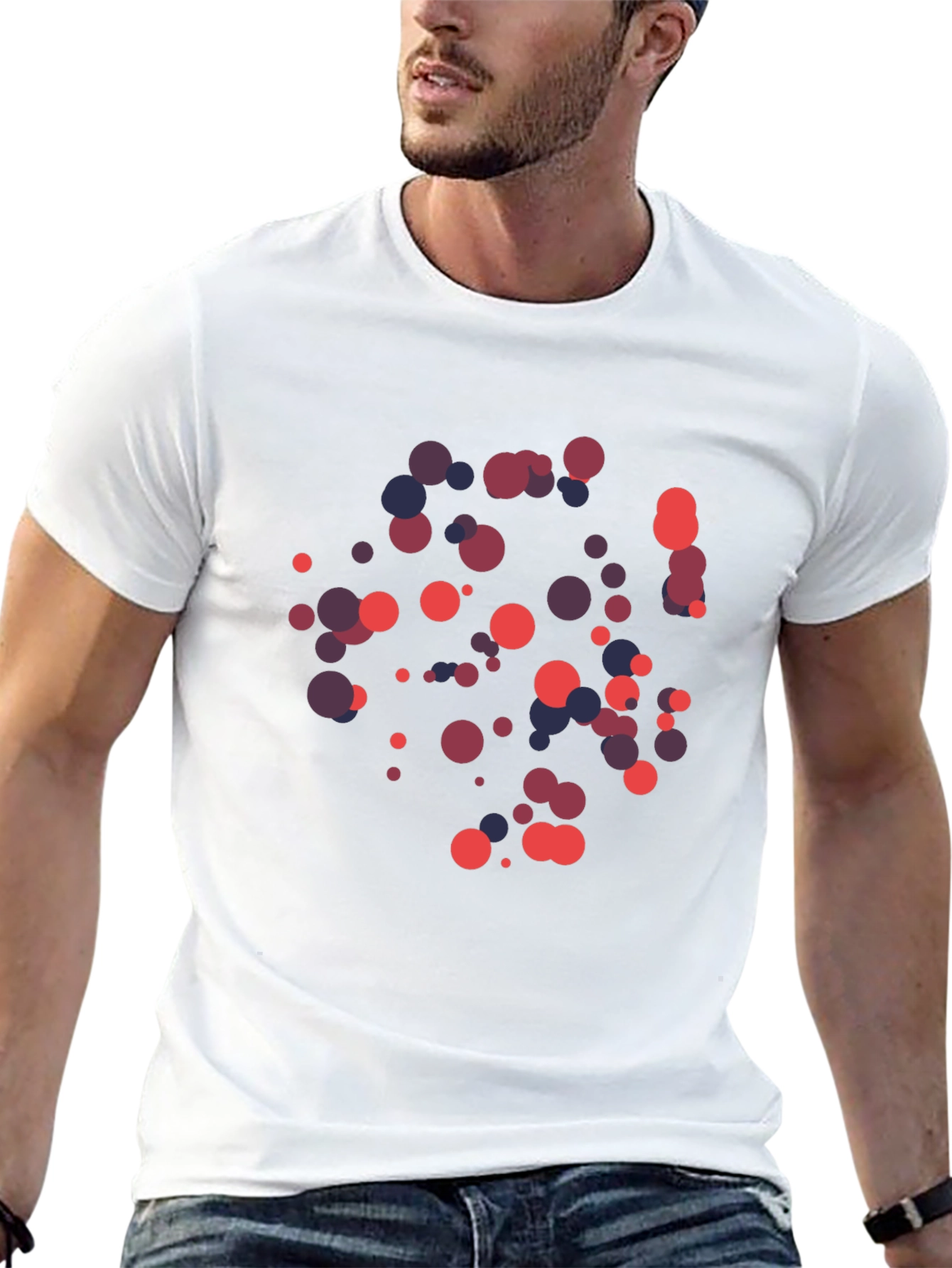 Modern Abstract Dot Pattern Black T-Shirt