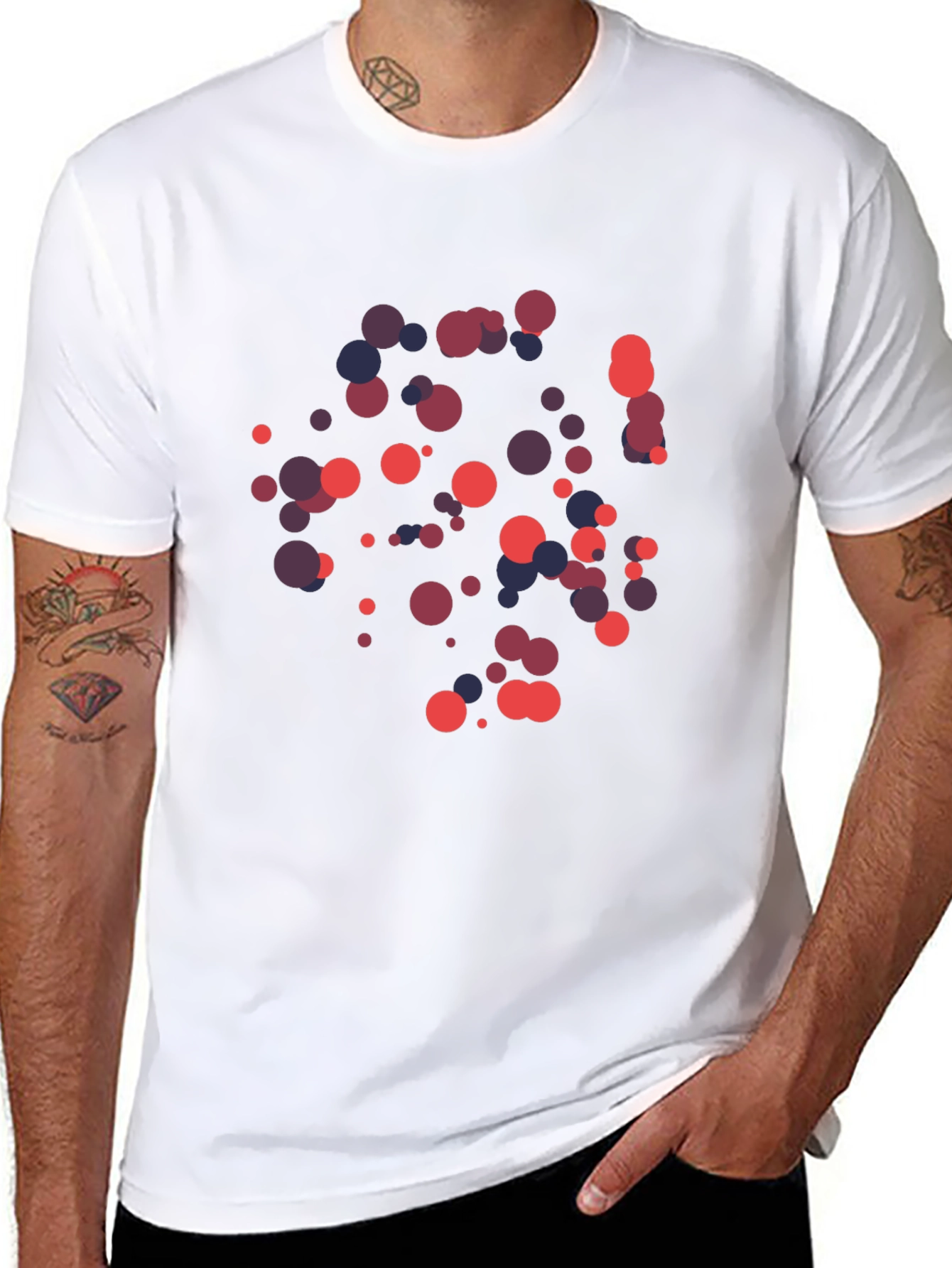 Modern Abstract Dot Pattern Black T-Shirt