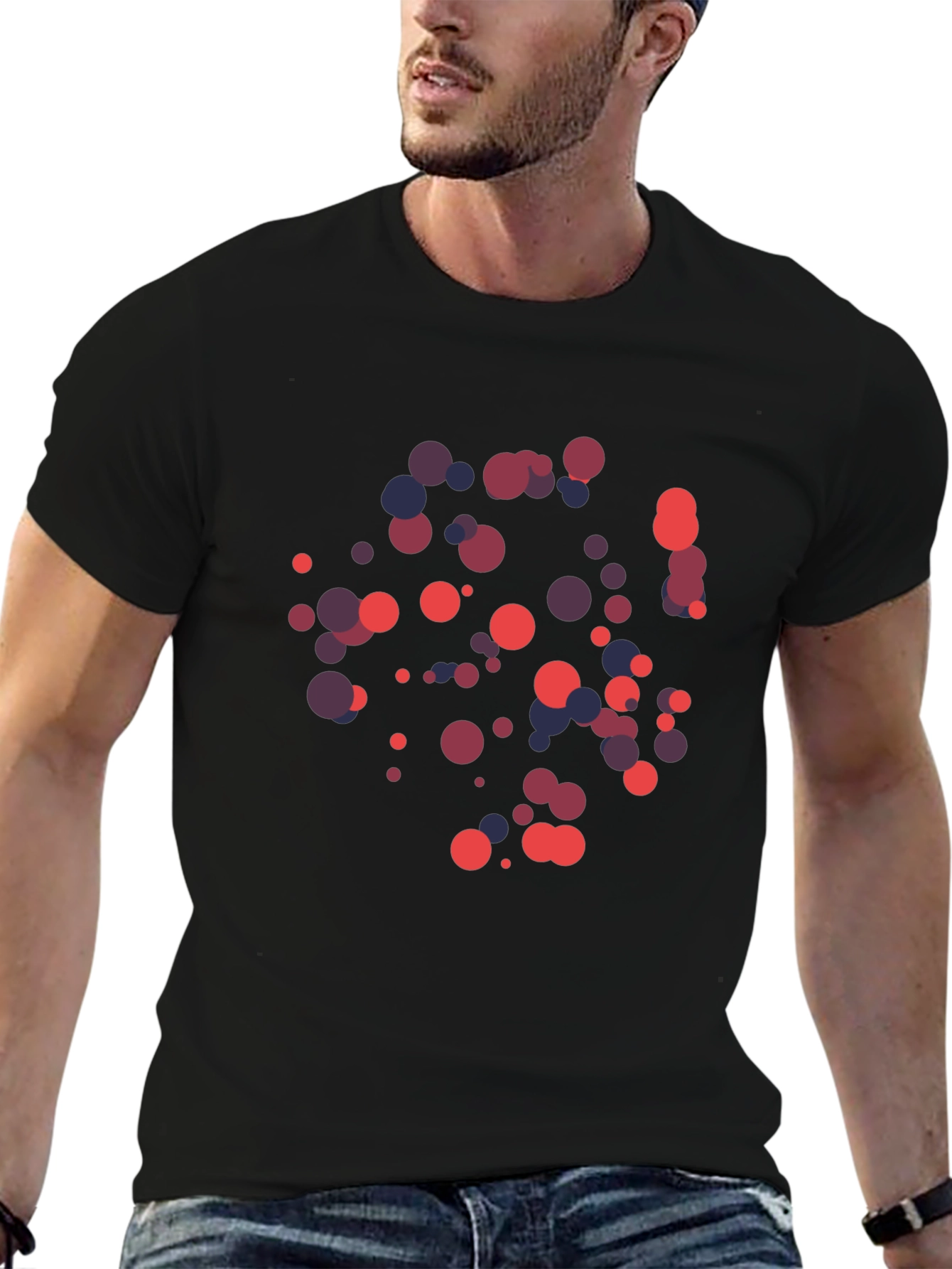 Modern Abstract Dot Pattern Black T-Shirt