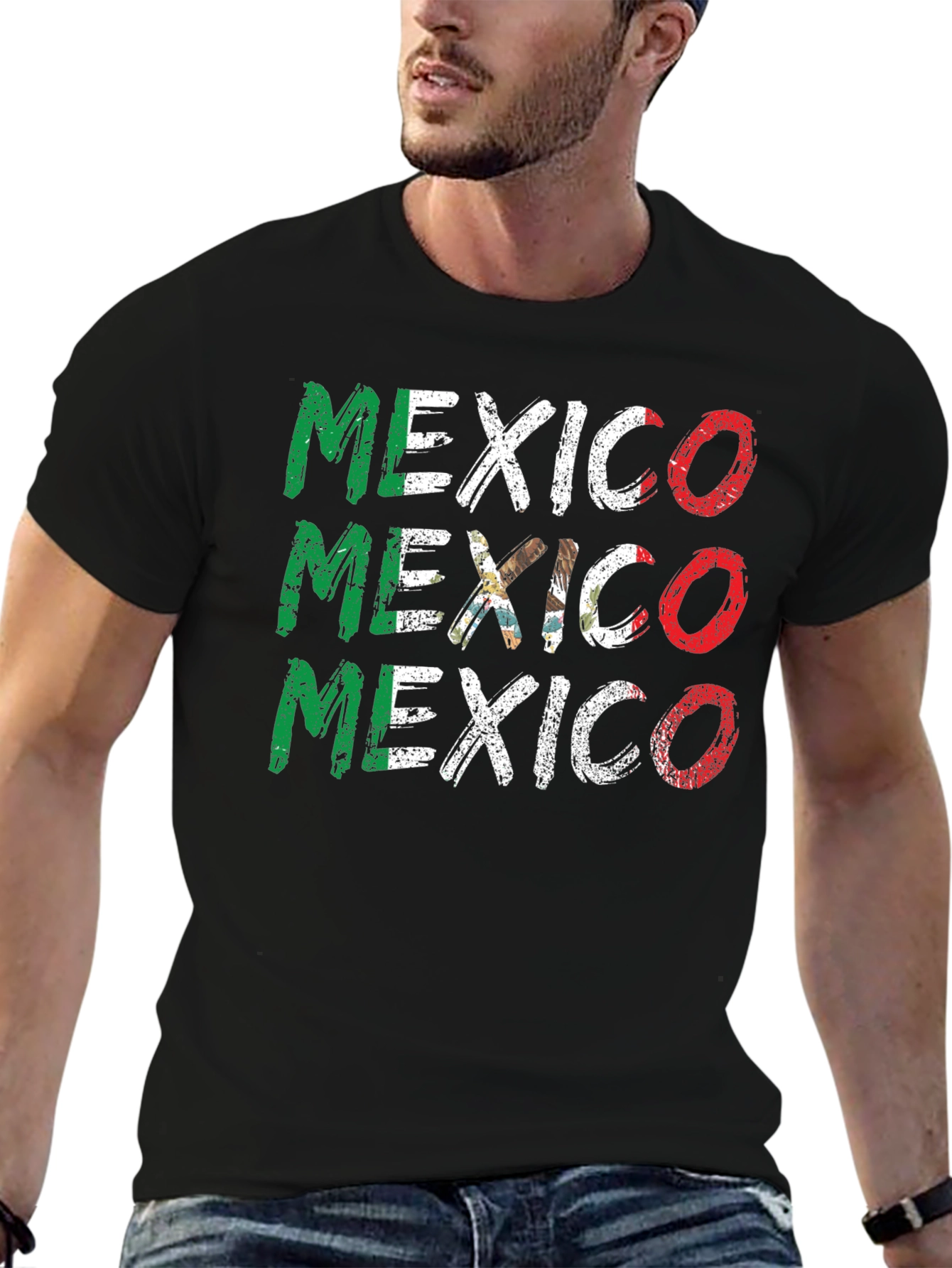 Mexico Flag Graphic T-Shirt - Black