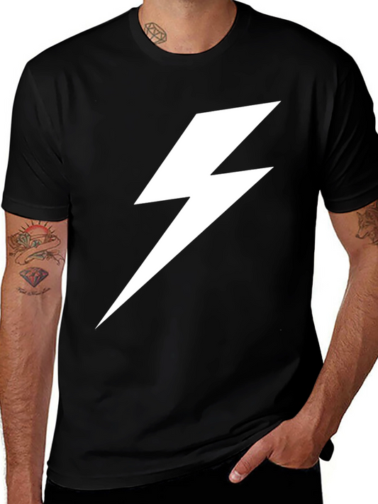 Lightning Bolt Graphic Tee - Bold Black T-Shirt