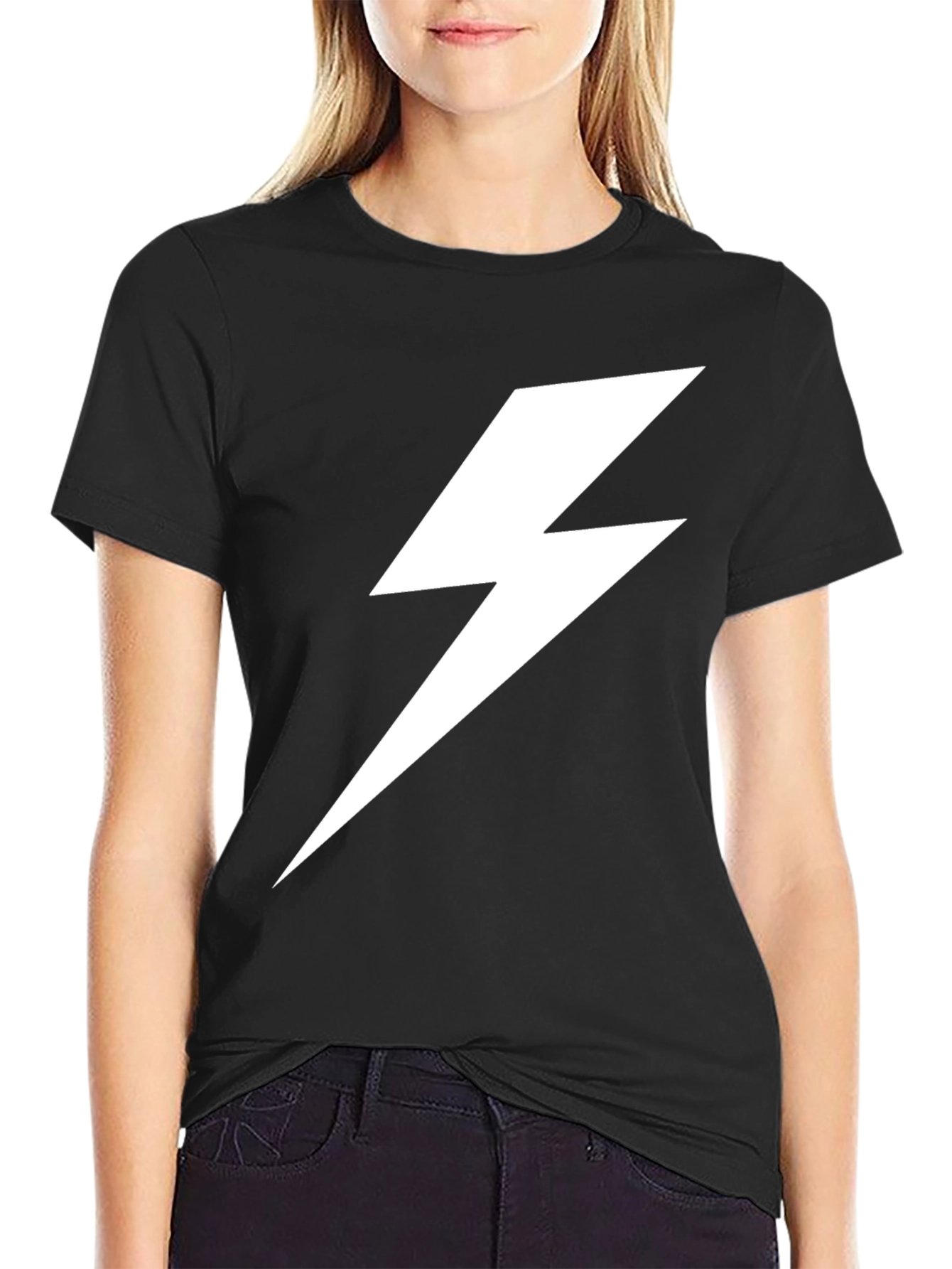 Lightning Bolt Graphic Tee - Bold Black T-Shirt