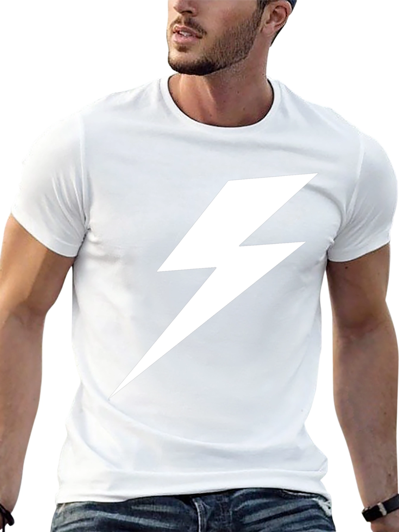 Lightning Bolt Graphic Tee - Bold Black T-Shirt