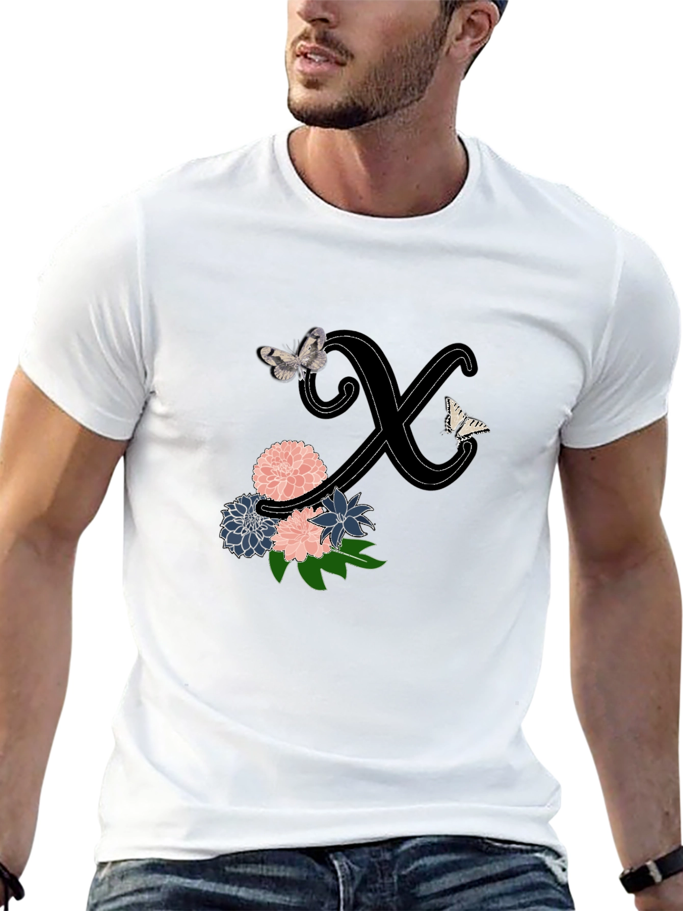 Floral Letter X Butterfly Tee