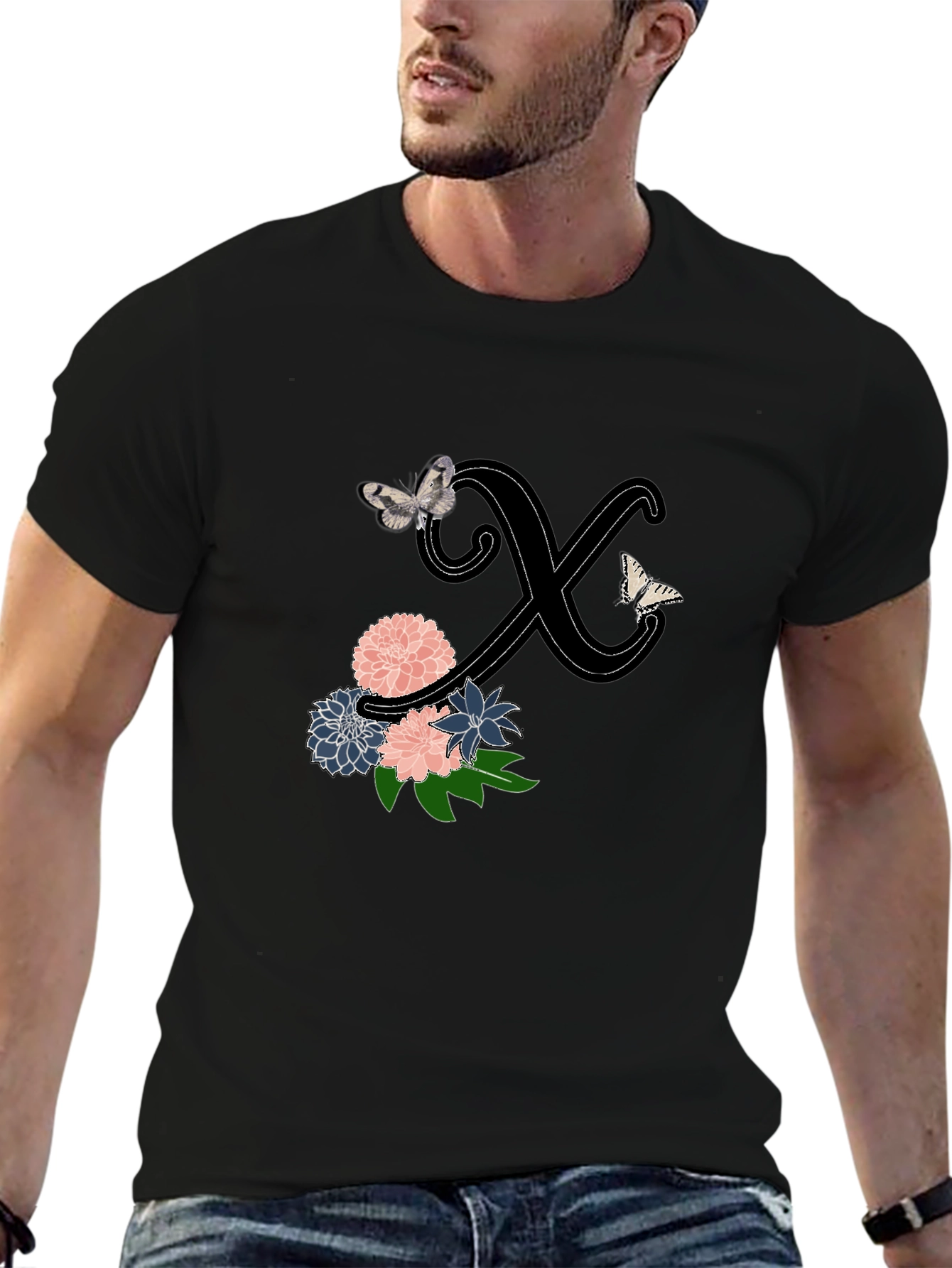 Floral Letter X Butterfly Tee