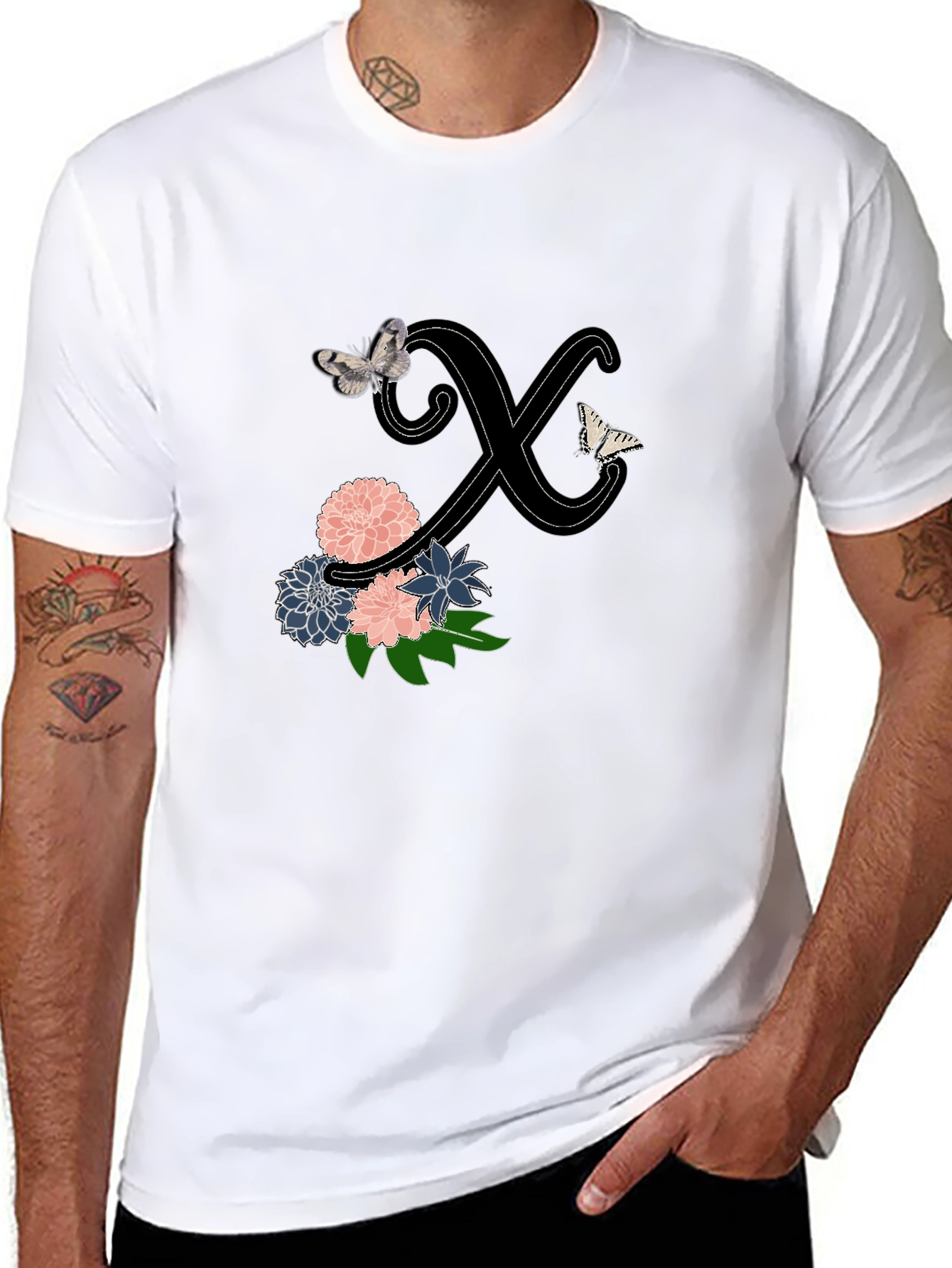 Floral Letter X Butterfly Tee