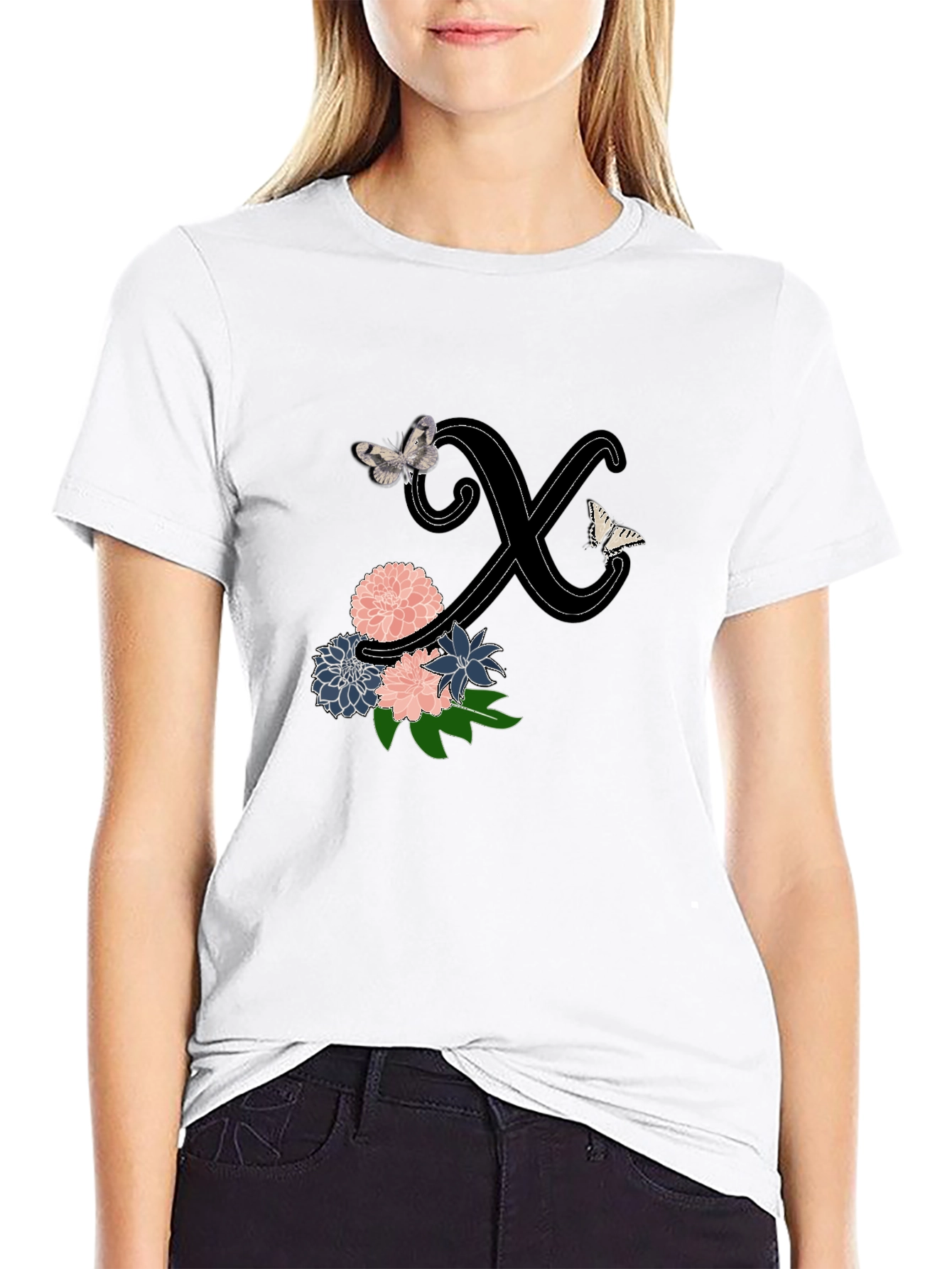 Floral Letter X Butterfly Tee