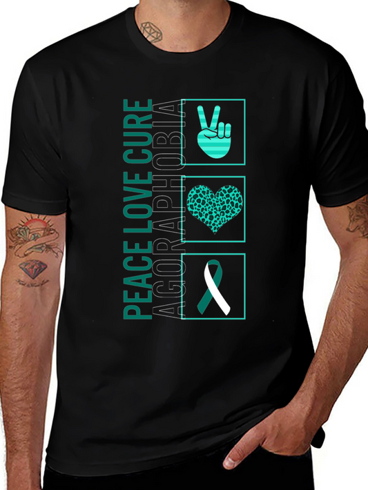 Agoraphobia Awareness T-Shirt: Peace Love Cure