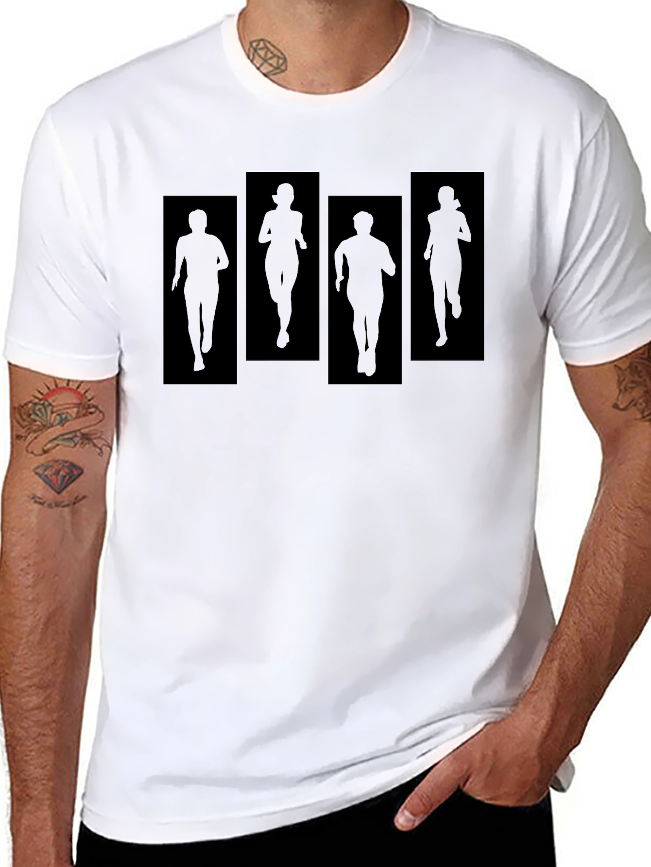 Running Silhouette Graphic Tee - Black Cotton Blend