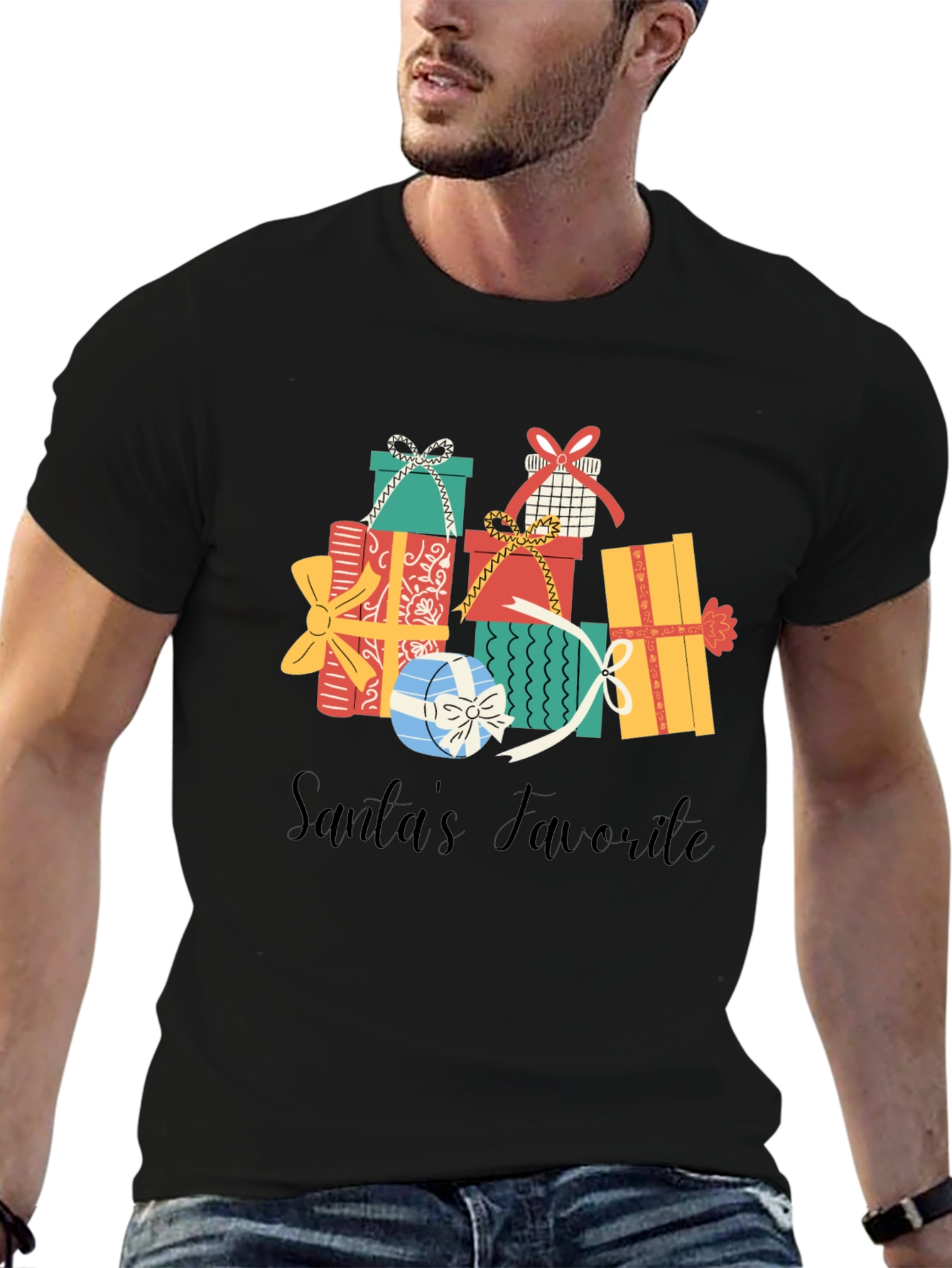 Santas Favorite Gift Stack Graphic Tee