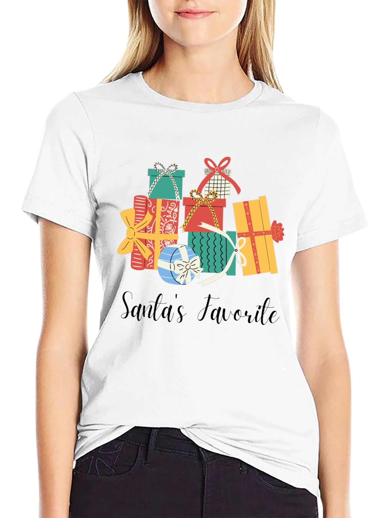 Santas Favorite Gift Stack Graphic Tee