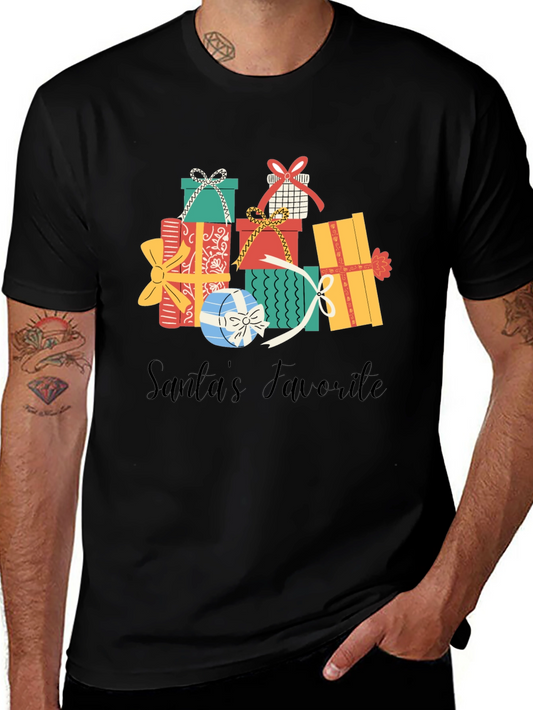 Santas Favorite Gift Stack Graphic Tee