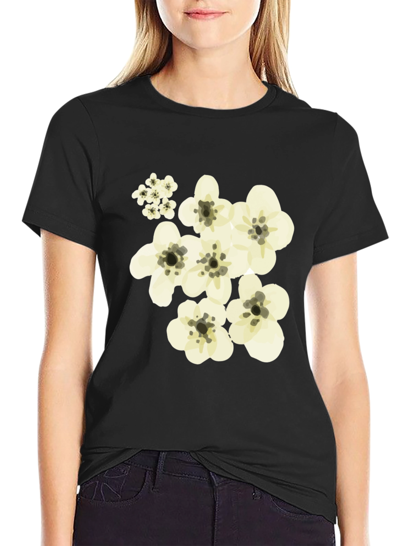Floral Black T-Shirt - Stylish Casual Wear