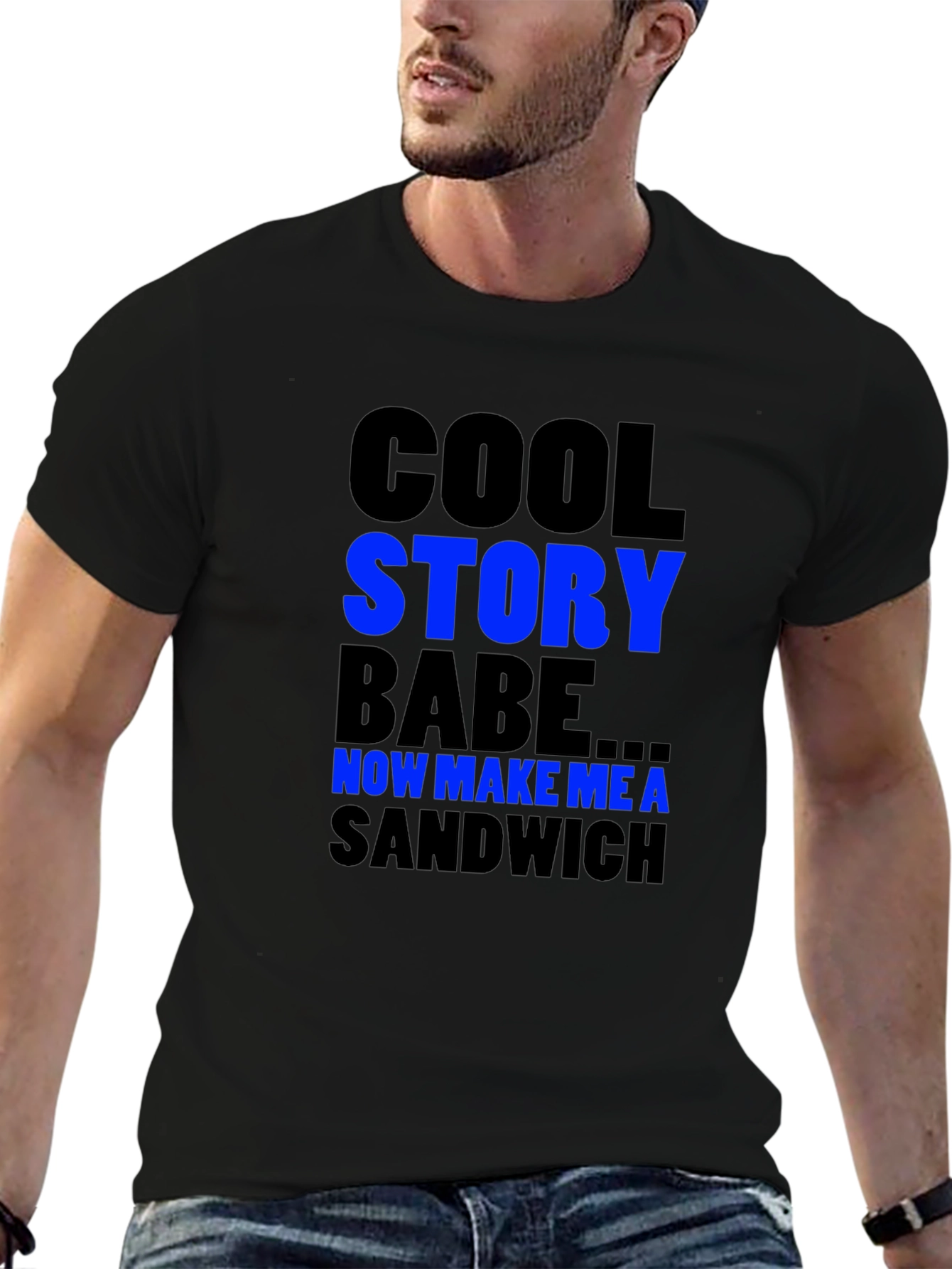 Cool Story Babe Sandwich Mens Black T-Shirt
