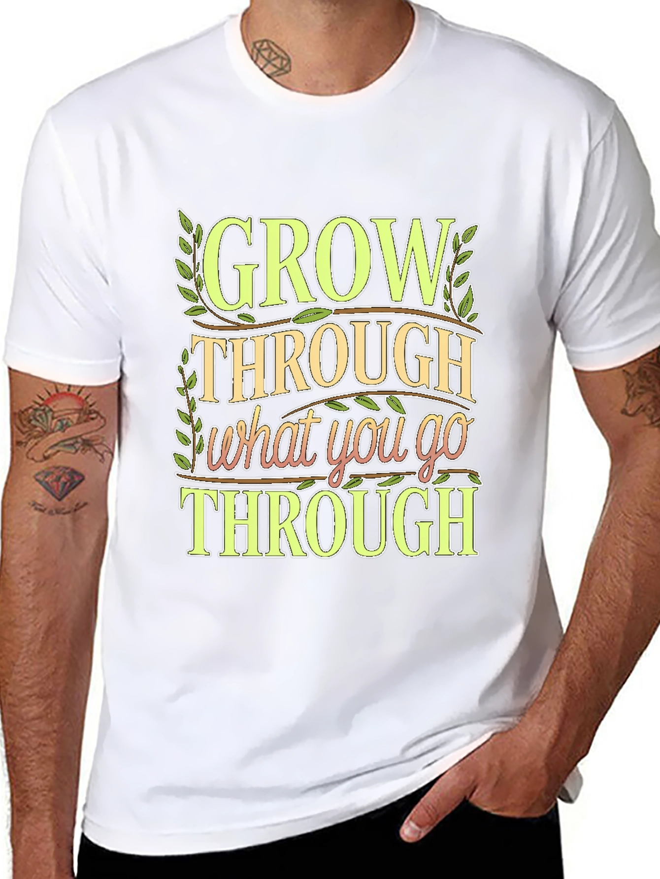 Motivational Grow Through What You Go Through Black Tee
