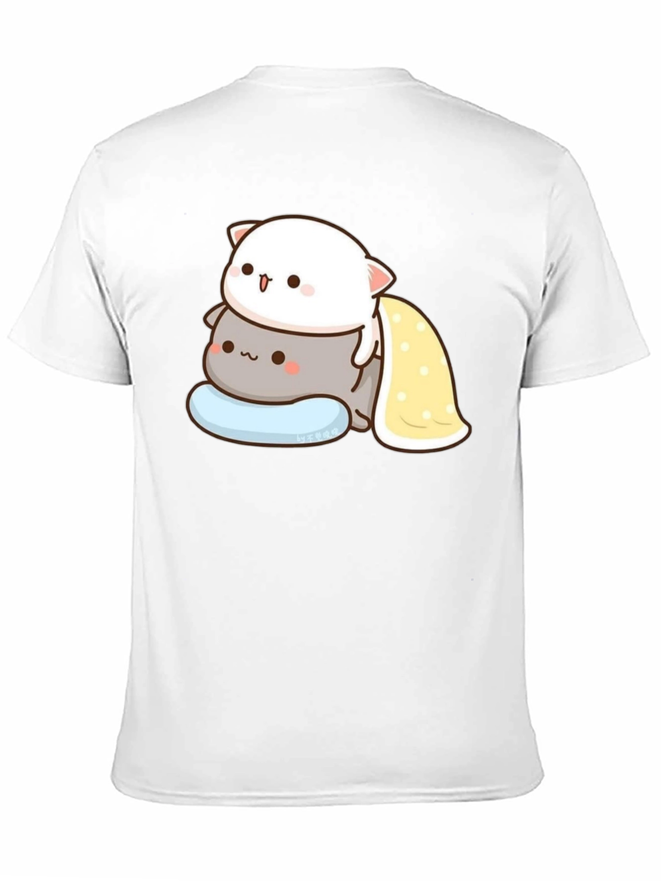 Cute Cat Stacked T-Shirt - Black