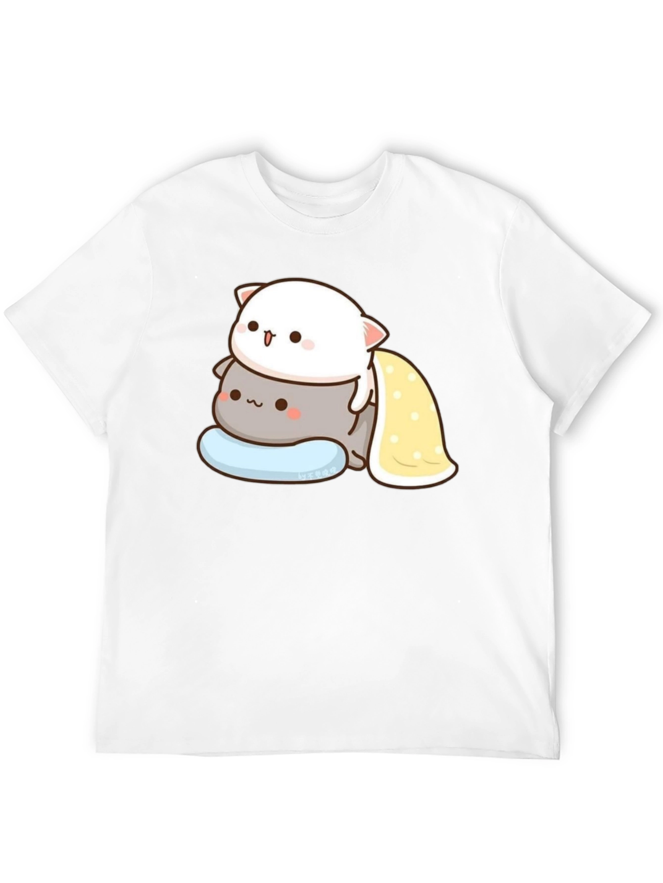 Cute Cat Stacked T-Shirt - Black