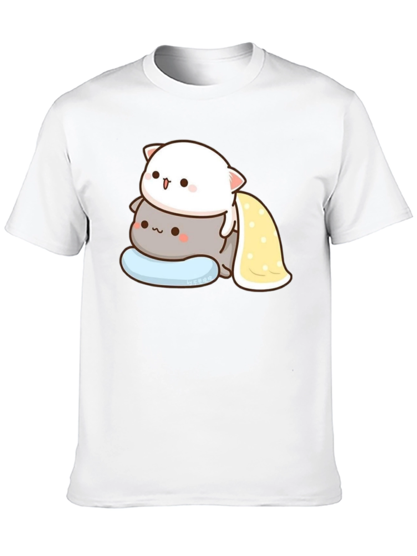 Cute Cat Stacked T-Shirt - Black