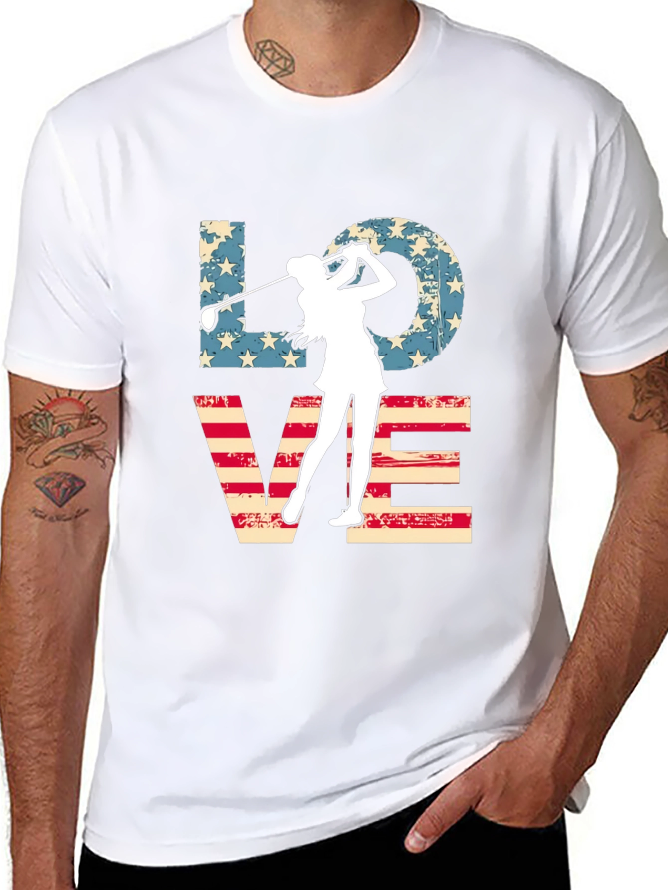 Golf Lover Graphic Tee - Patriotic Design