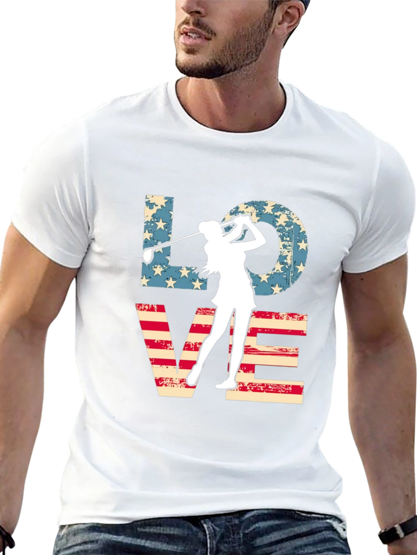 Golf Lover Graphic Tee - Patriotic Design