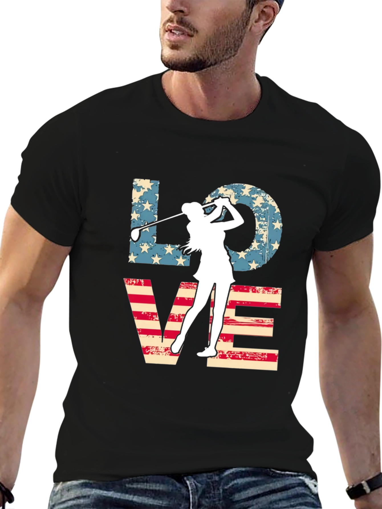 Golf Lover Graphic Tee - Patriotic Design