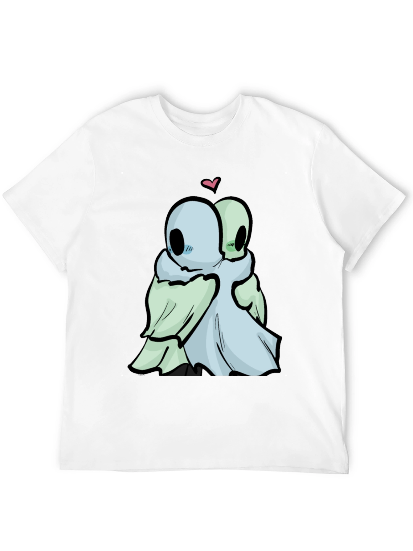 Cute Ghost Hug Black T-Shirt