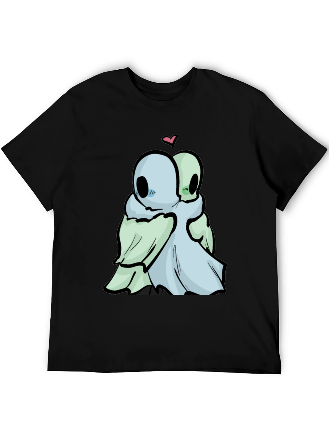 Cute Ghost Hug Black T-Shirt