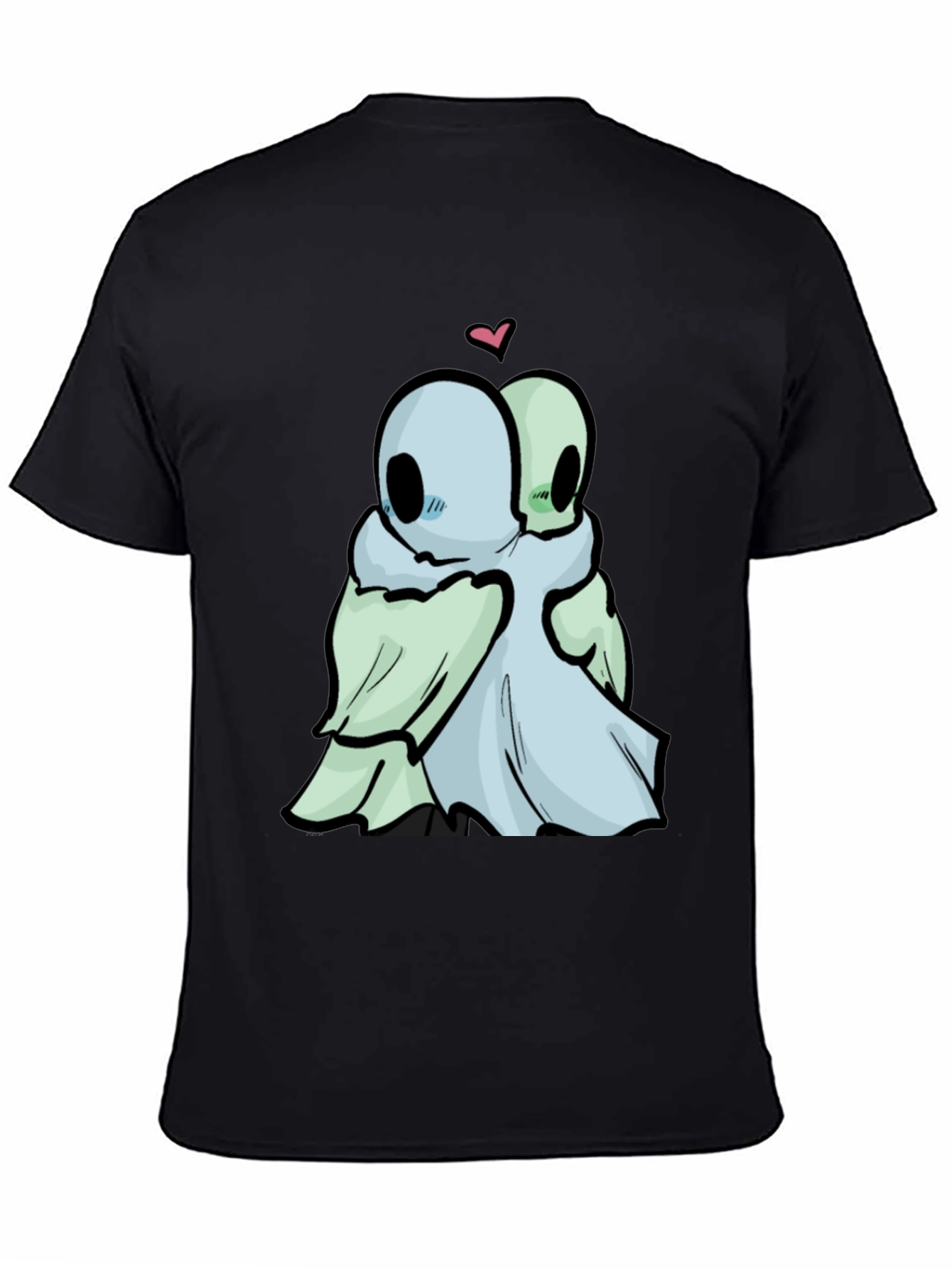 Cute Ghost Hug Black T-Shirt