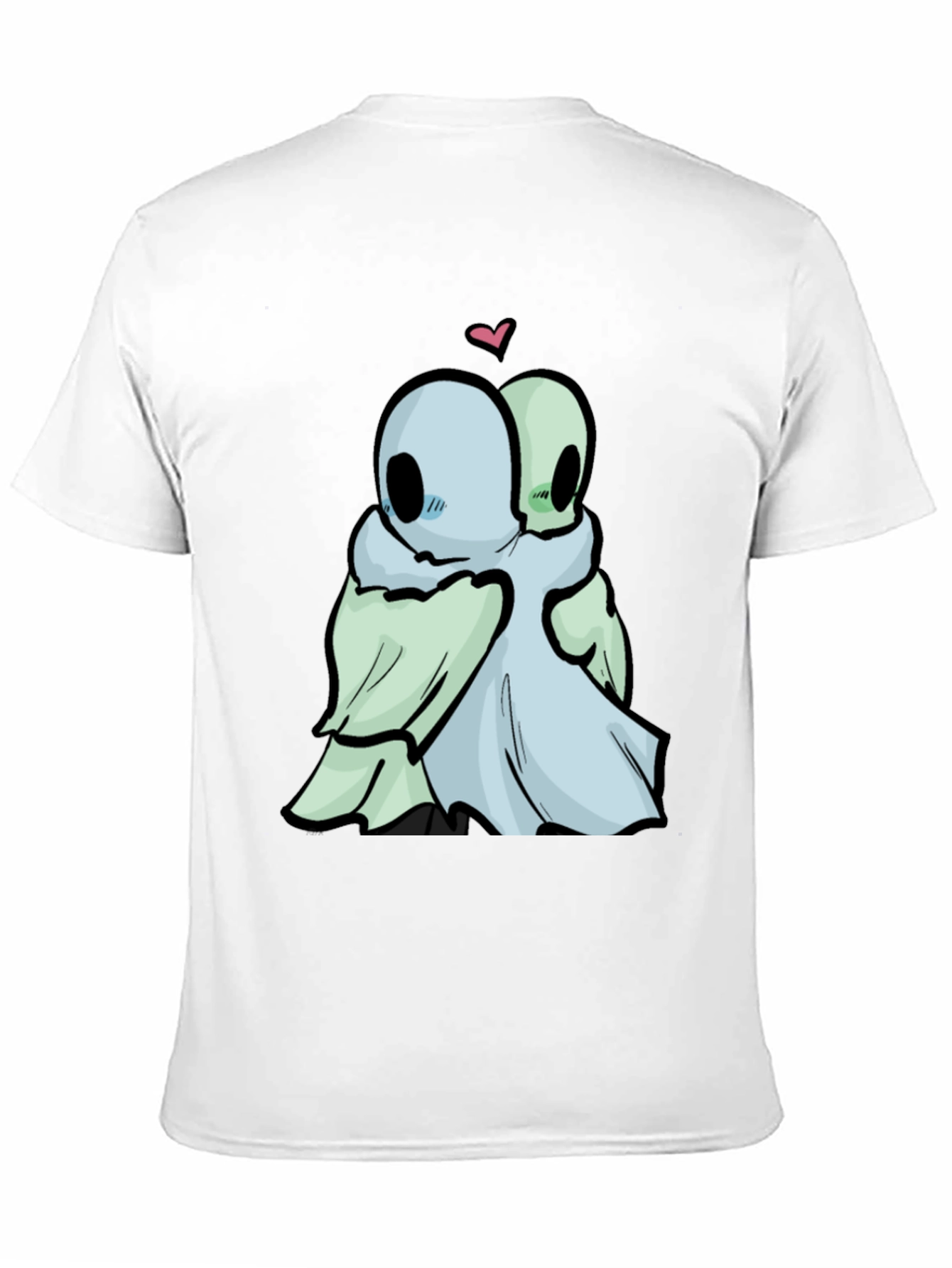 Cute Ghost Hug Black T-Shirt