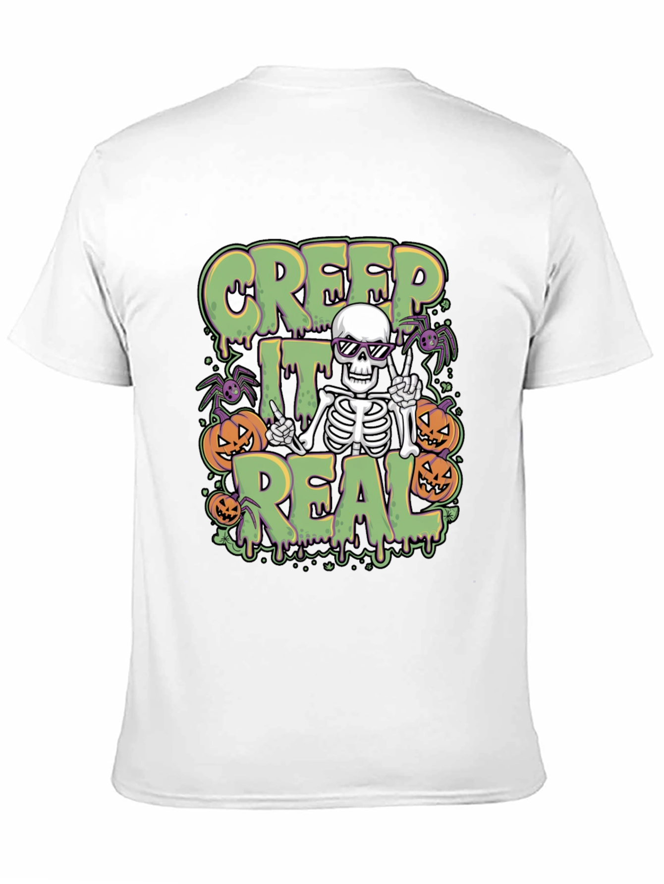 Creep It Real Halloween Skeleton Graphic Tee