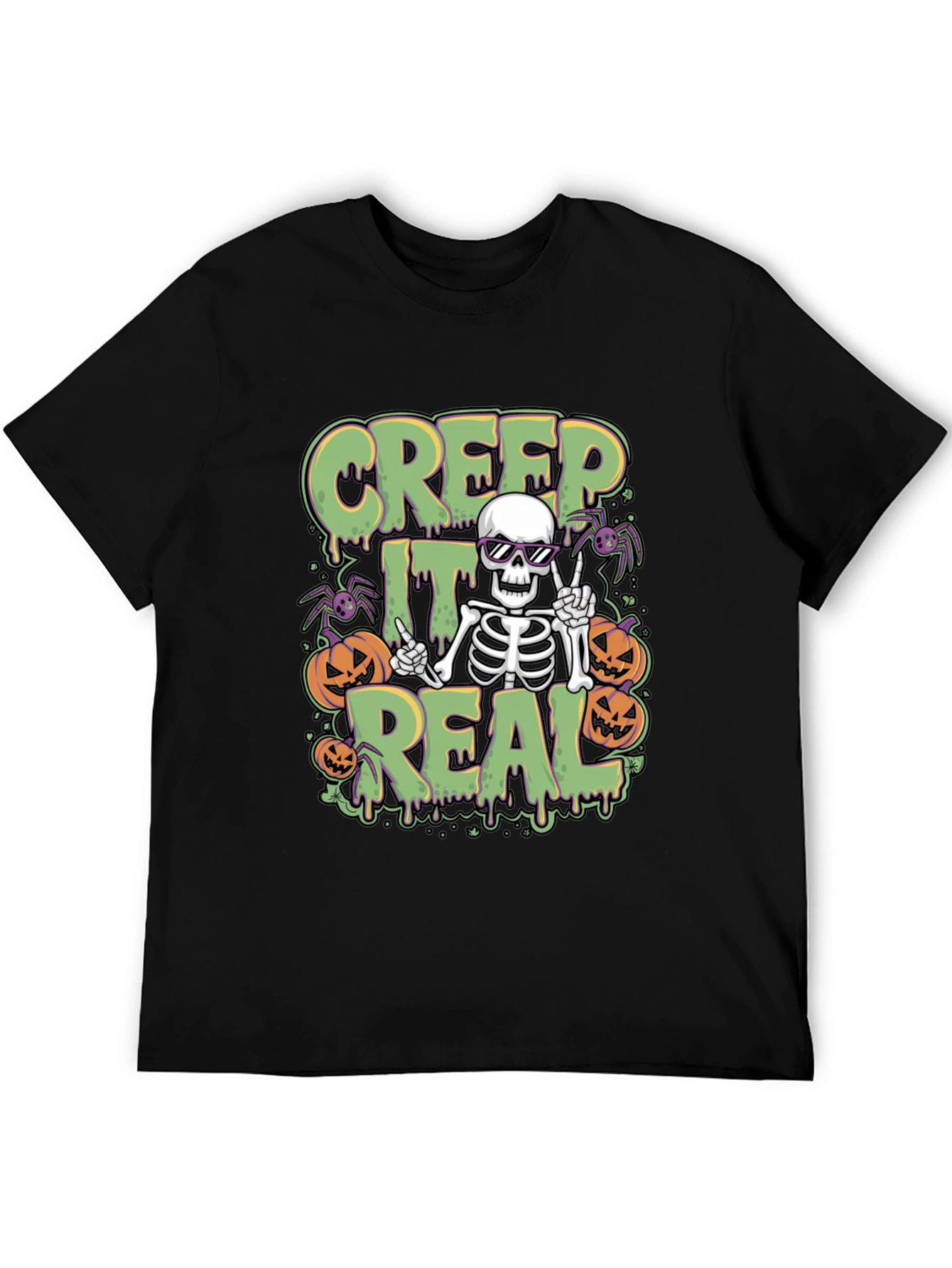 Creep It Real Halloween Skeleton Graphic Tee