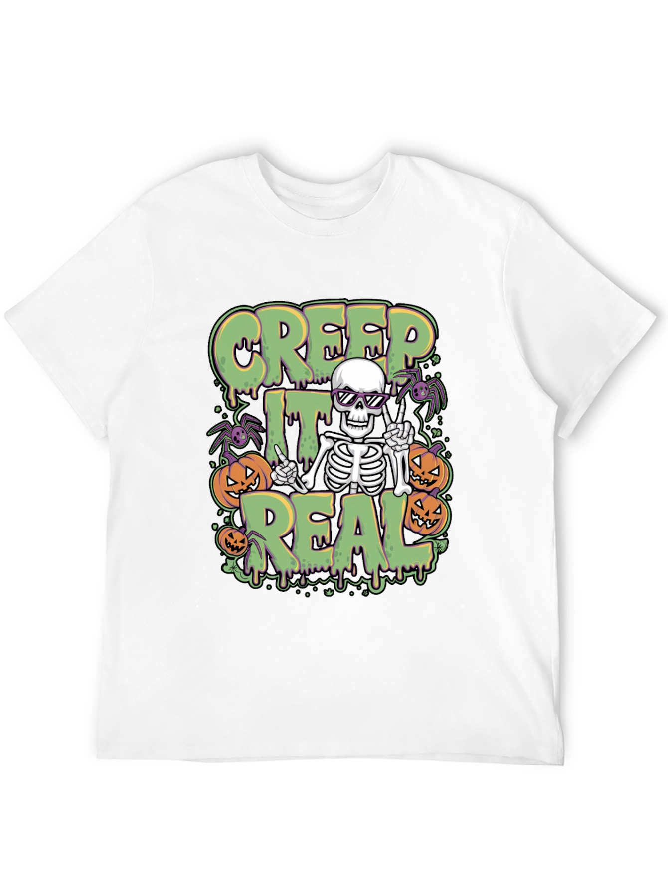 Creep It Real Halloween Skeleton Graphic Tee