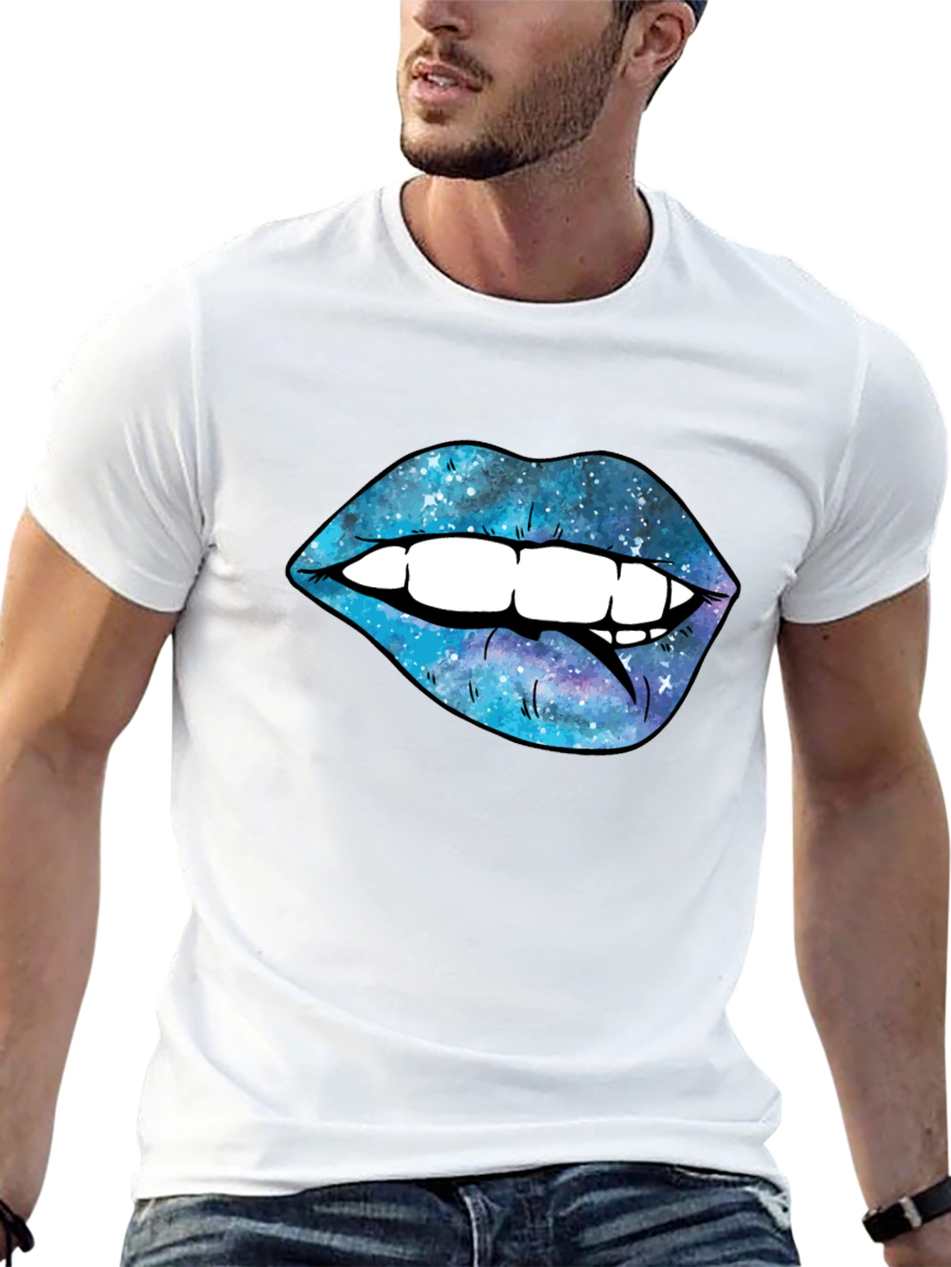 Galaxy Lips Graphic Tee - Stylish Mens T-Shirt