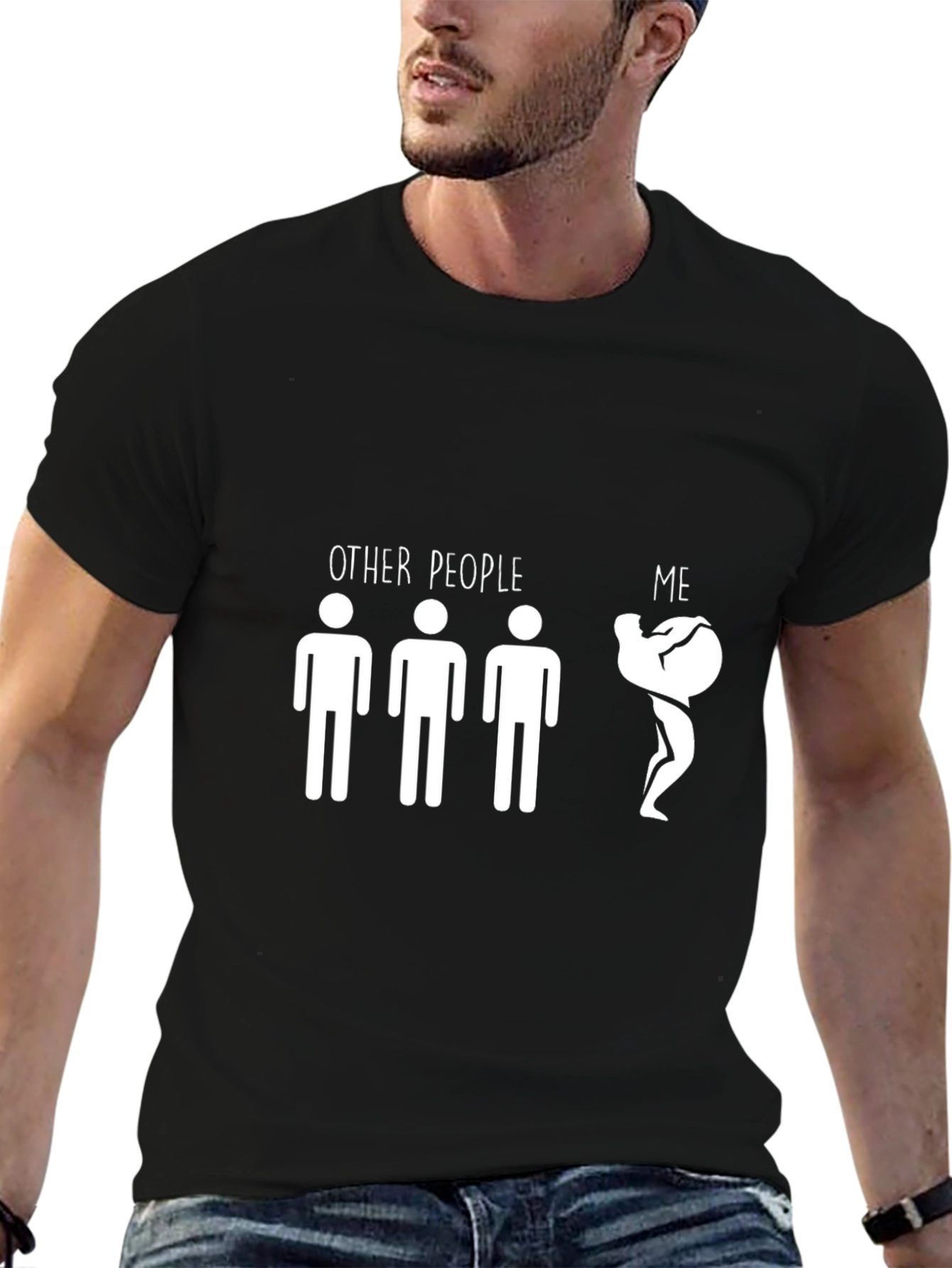 Funny T-Shirt: Other People vs. Me Black Tee