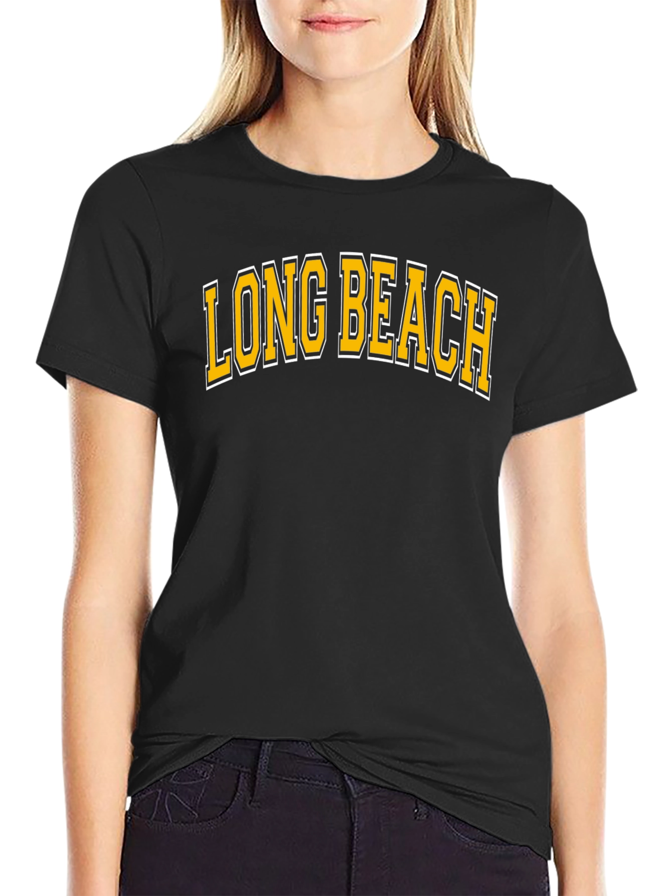Long Beach Graphic Tee - Black Cotton Blend