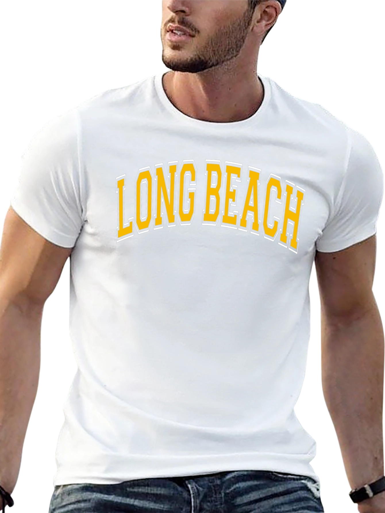 Long Beach Graphic Tee - Black Cotton Blend