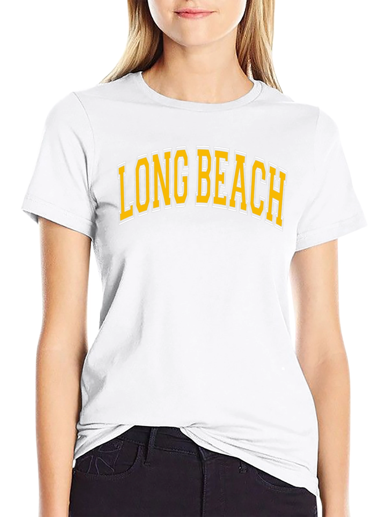 Long Beach Graphic Tee - Black Cotton Blend