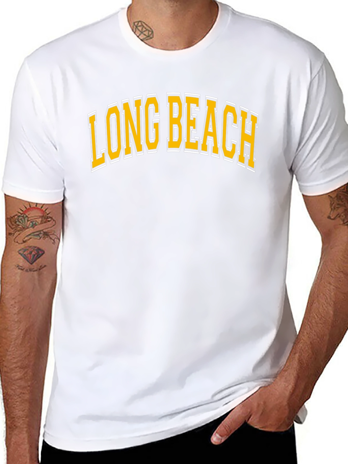 Long Beach Graphic Tee - Black Cotton Blend