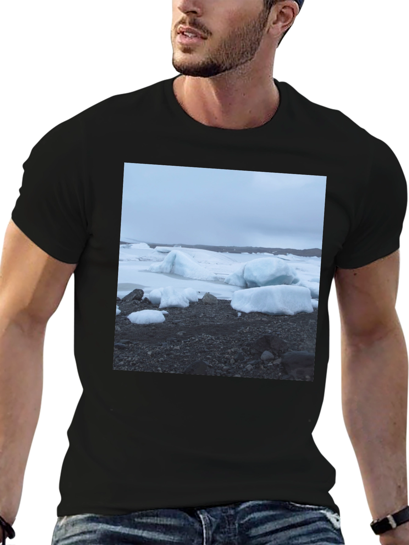 Glacier Scene Black T-Shirt