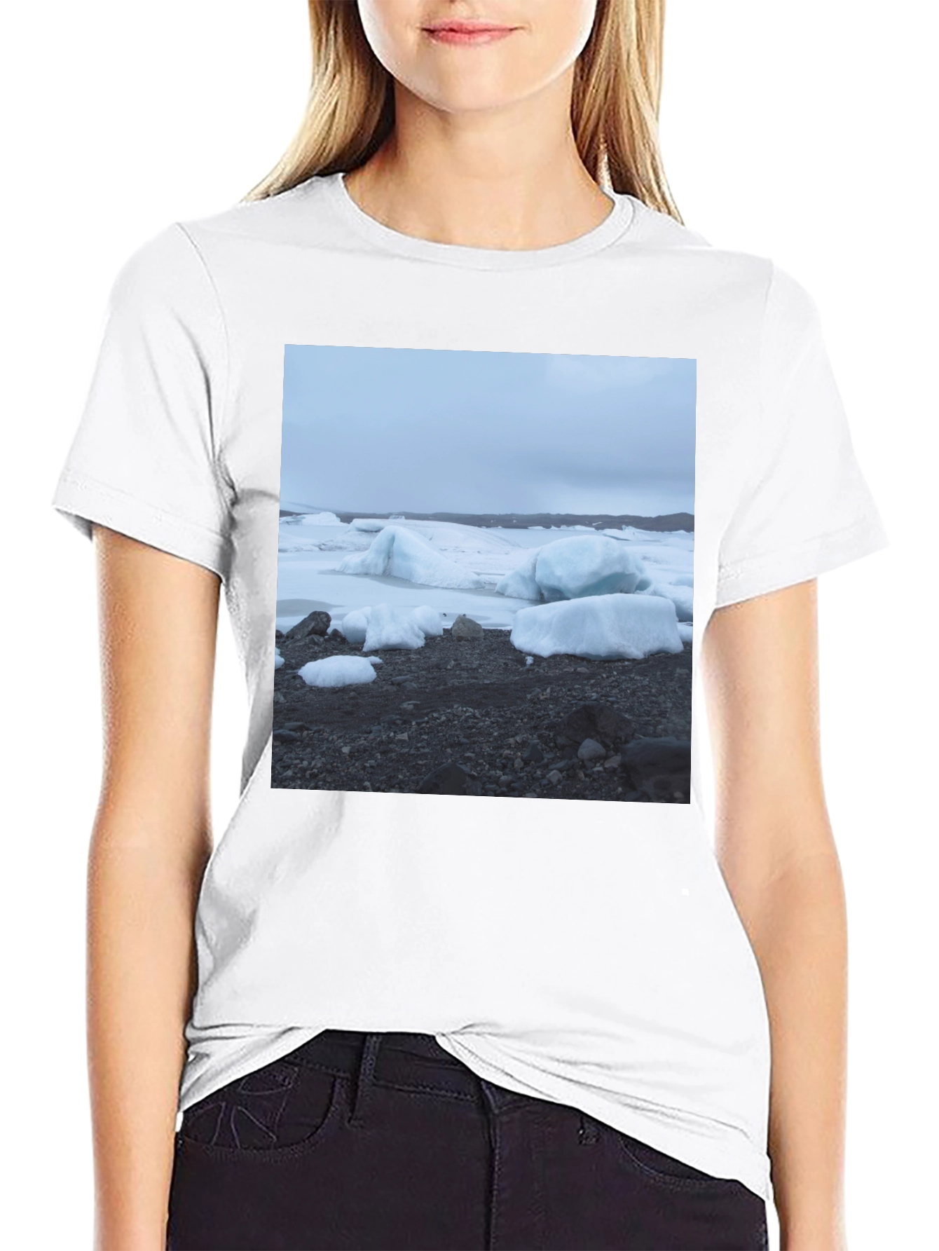 Glacier Scene Black T-Shirt