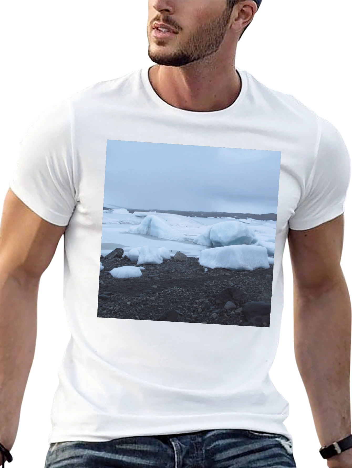 Glacier Scene Black T-Shirt