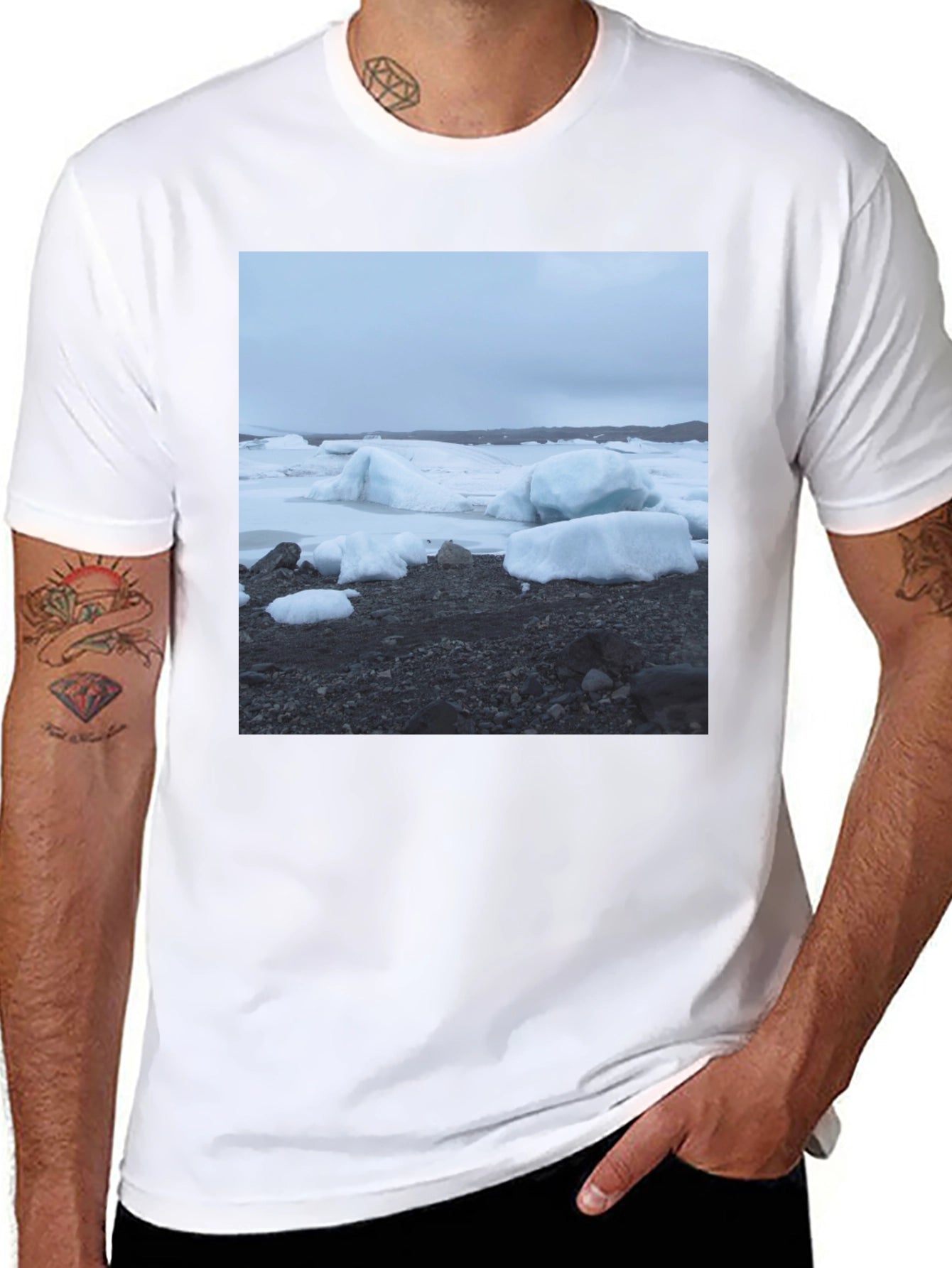 Glacier Scene Black T-Shirt