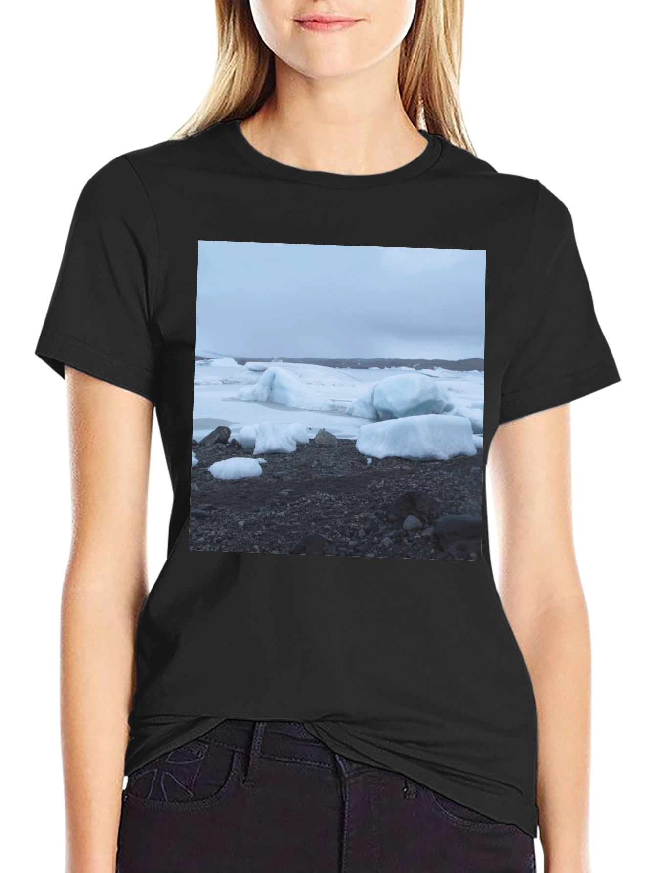 Glacier Scene Black T-Shirt