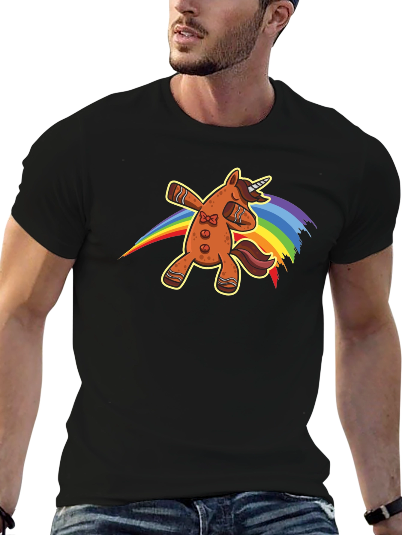 Gingerbread Unicorn Dab Rainbow T-Shirt