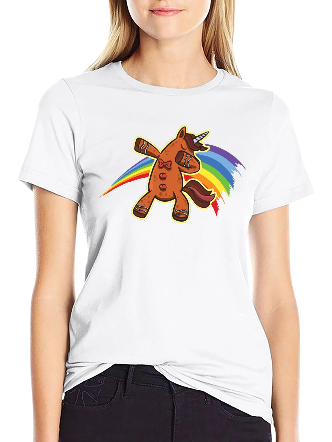 Gingerbread Unicorn Dab Rainbow T-Shirt