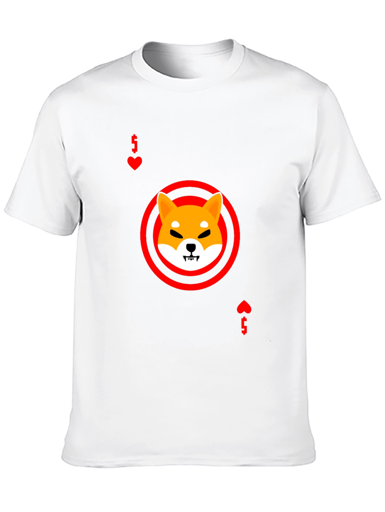 Shiba Inu Ace of Hearts Graphic Black T-Shirt