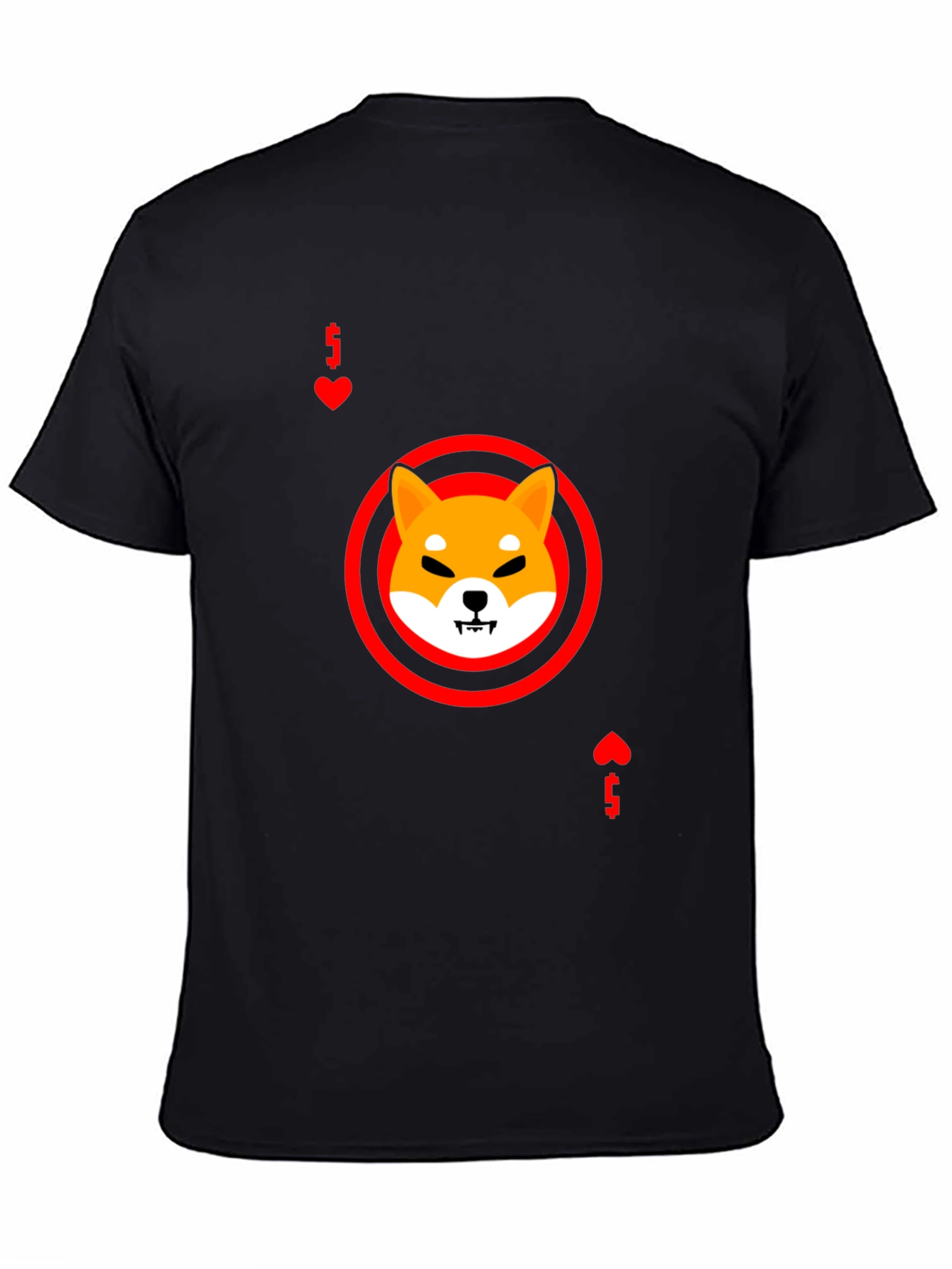 Shiba Inu Ace of Hearts Graphic Black T-Shirt