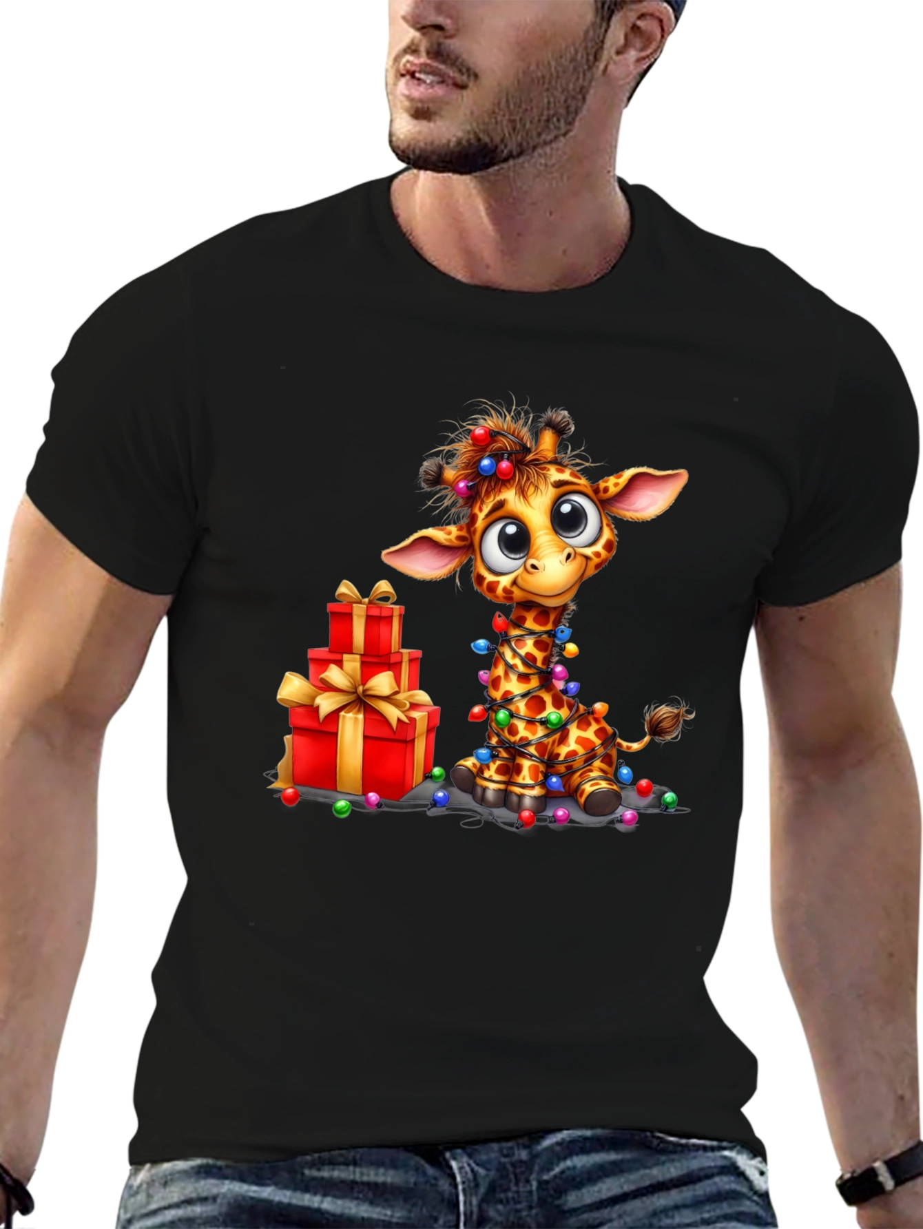 Festive Giraffe Christmas T-Shirt