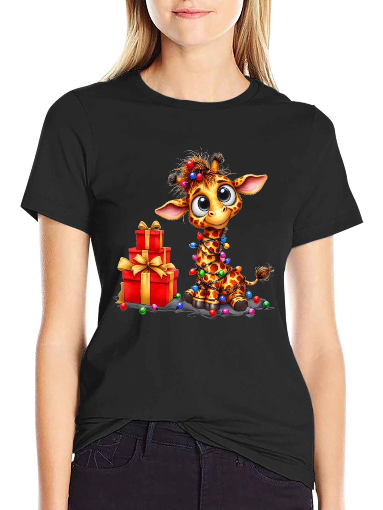Festive Giraffe Christmas T-Shirt