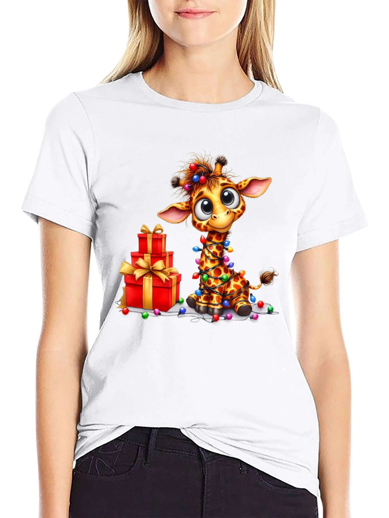 Festive Giraffe Christmas T-Shirt